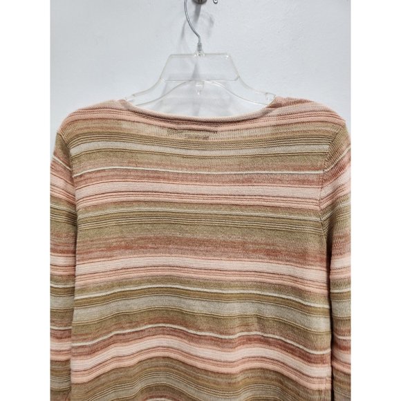 Lauren Ralph Lauren Denim Womens Sweater Medium Beige Linen Blend Striped Tunic - Picture 8 of 8